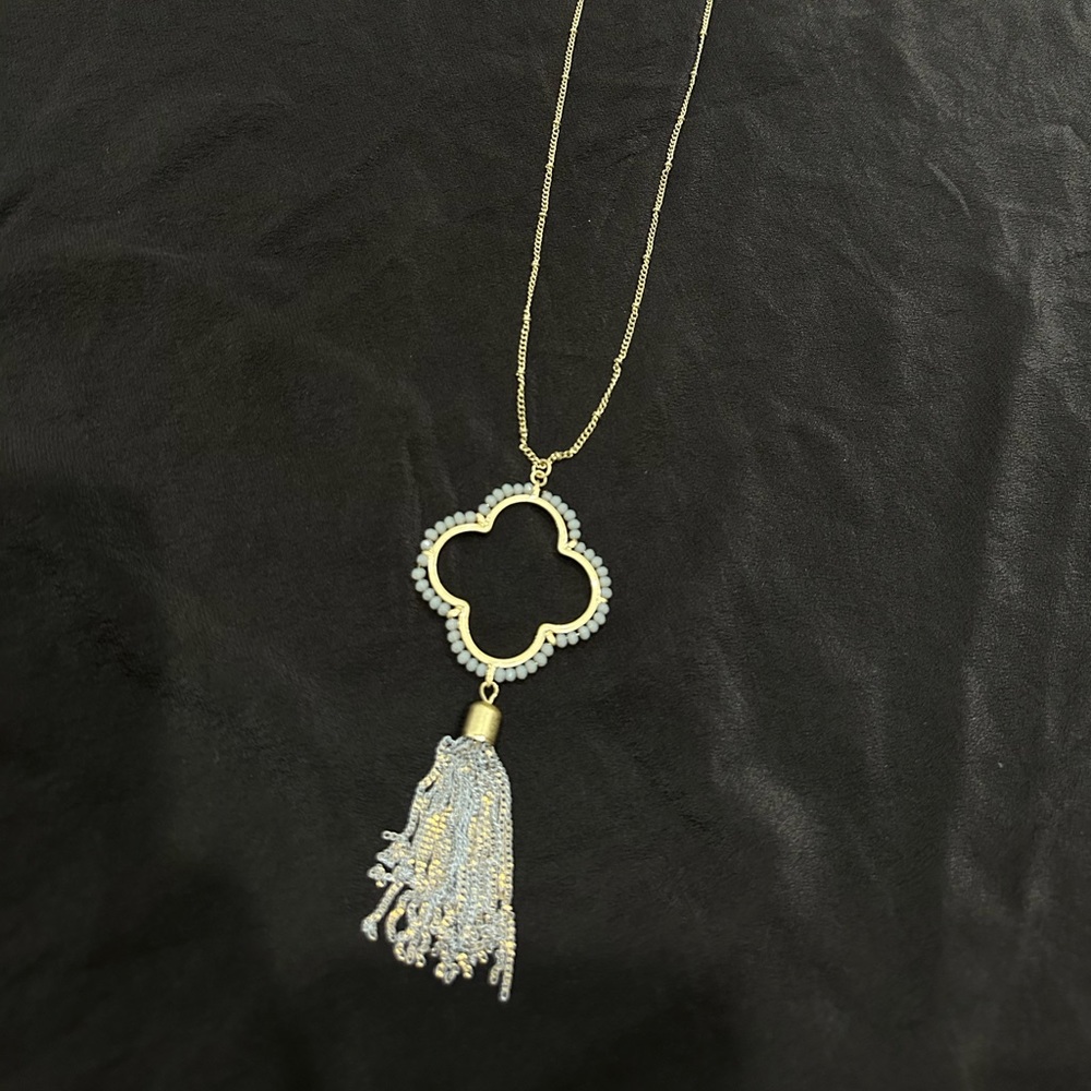 Grey and Gold Clover Necklace